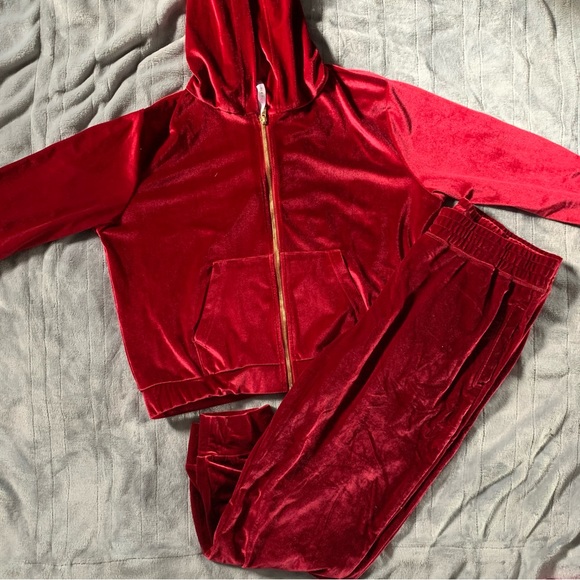 Fabletics Other - NWOT Velour Red Fabletics 2pc Track Suit